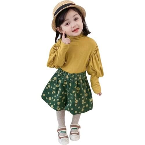 2021 Autumn Kids Girls Boys Solid Color High Stacked Collars Bubble Long Sleeves Bottom Tops Baby Children T-shirts Undercoat