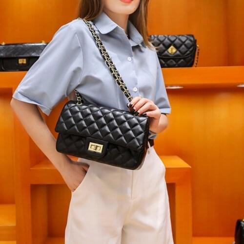 Luxury Designer Women Faux Leather Handbag Thread Embroidery Crossbody Shoulder Bag Chain Female Bolsos Purse and Bag