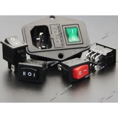 [SA]RLEIL AC AC power outlet socket with seat belt triangle triple green RED BLUE BLACK YELLOW switch RL10-1FS--50pcs/lot