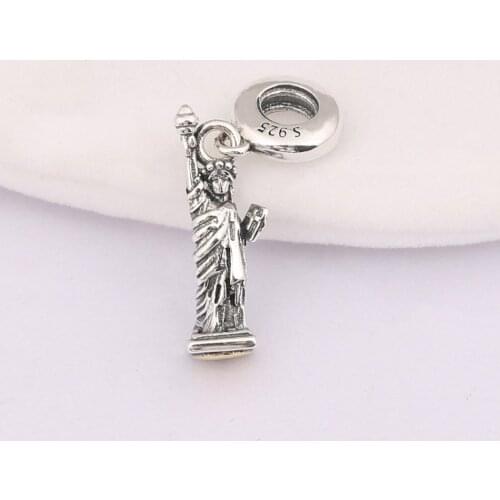 S925 DIY Jewelry Statue of Liberty Dangle Charm Bead fit Lady Bracelet Bangle