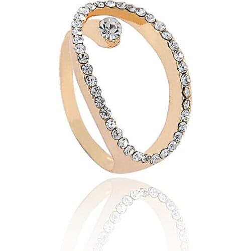 Silver color twinkling Double Zircon Gold and Silver color Black Ring Opening Adjustable Rhinestone Ring for ladies