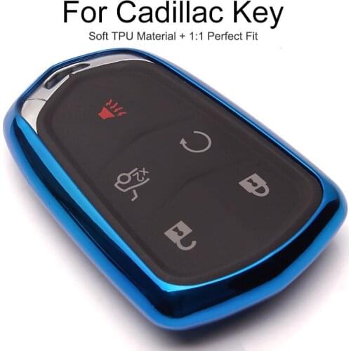 TPU Protection Car Key Cover Case Cap For Cadillac Escalade SRX ATS CTS XTS Key Chain Ring Fob Accessories