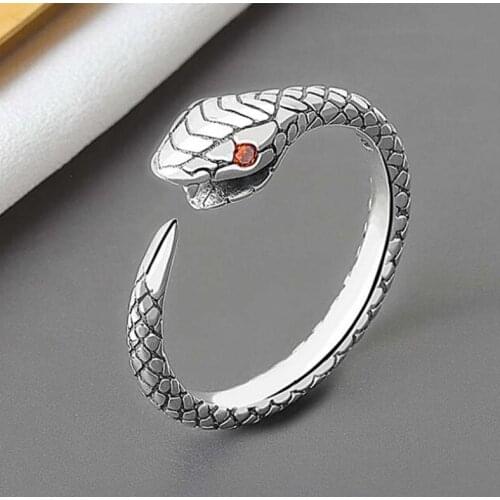 Three-Dimensional New Retro Punk Exaggerated Snake Ring Fashion Mens Personality Open Adjustable Ring Jewelry Ring for Girls