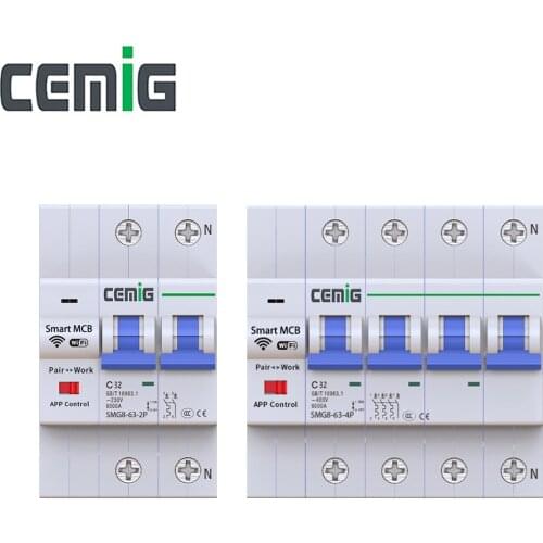 WiFi Circuit Breaker 63A 2P Remote Control By App Smart Home Compatible With Alexa