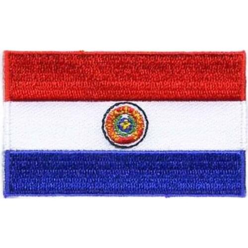 Embroidery Paraguay Flag Patches MOQ50pcs Made by Twill with Flat Broder and Iron On Backing MOQ50pcs free shipping