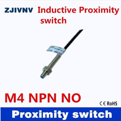 Best quality IP67 DC 3 wires NPN NO inductive proximity switch ,detect distance1mm, Dia 4mm CE approval