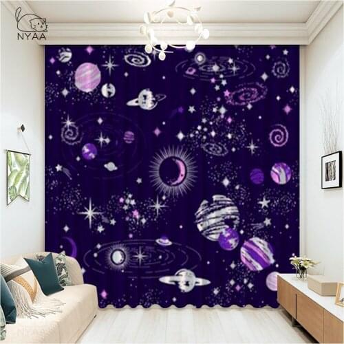 Bead Curtain Moon Partition Room Black Curtains For Bedroom Astronaut Decoration Gothic Curtains Living Room Micro Shading