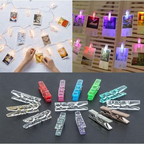 20Pcs/pack Plastic Photo Clip Transparent Photo Hanging Clip Led Light String DIY Craft Decor Clip Clothespin Party Home Decor