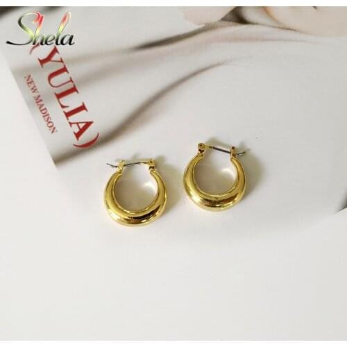 Golden Small Circle Hoop Earrings For Women Minimalist Classic Fashion Jewelry Simple Statement Aro Pendiente 20mm*18mm