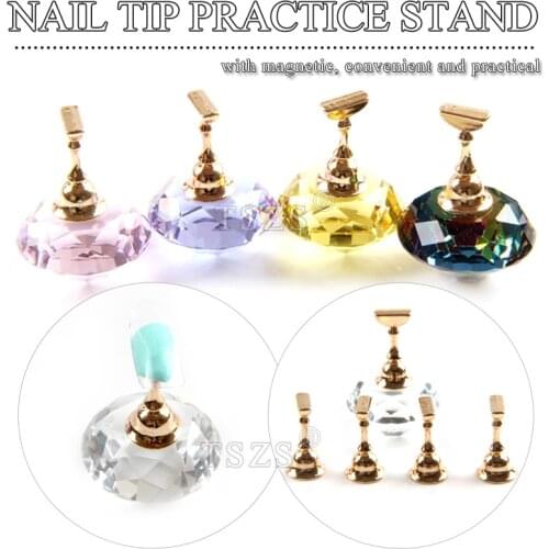 1set/lot Magnetic Nail Holder Practice Training Display Stand Acrylic Crystal Holders Nail Tip Salon DIY Manicure Tools