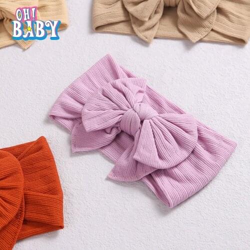1pcs Sweet Double BowKnot Headband Baby Girls Soft Nylon Headwrap Kids Elastic Hairband Girl Bow Headwear Hair Accessories