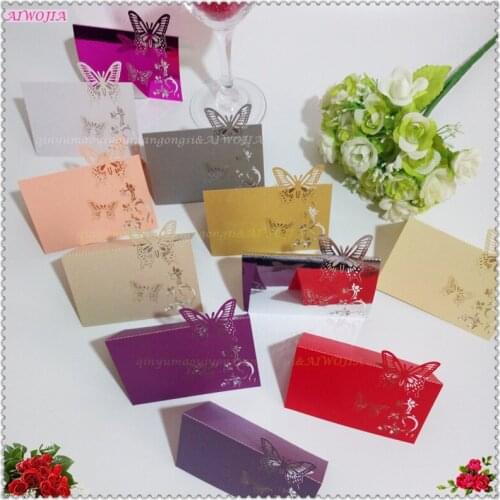 10Pcs Laser Cut Butterfly Table name Cards Place Card Hollow Place Cards Wedding Decor paper card 7Zsh075