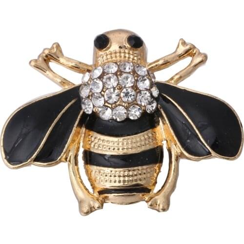 10pcs/lot 2019 New Snap Jewelry Metal Rhinestone Gold Bee 18MM Snap Buttons Fit DIY Snap Bracelets for Women Buttons Jewelry