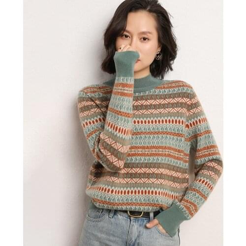 100% Cashmere Sweater O-neck Knitting Jumper Long Sleeve Women Autumn Winter Sweater Female Thickening Womens Warm Sweater