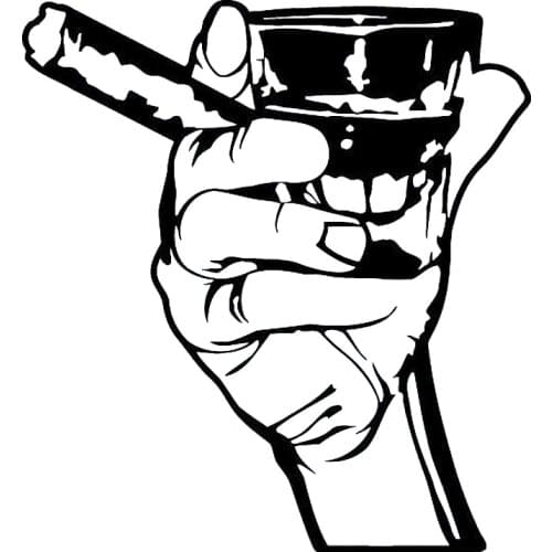 15.5cm*16.8cm Decor Man Hand Whiskey Cigar Cool Funny Vinyl Decals Car Stickers S6-3260