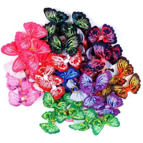 12Pcs/bag Rubber Bands Cute Ribbon Pet Grooming Accessories Handmade Small Dog Cat Hair Bows