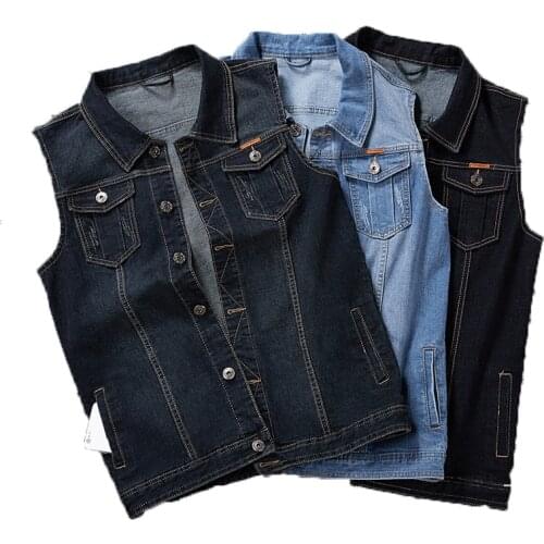 2021Manches Pour Homme, Gilet De Cowboy D'extérieur, Grande Taille 8XL 7XL 6XL 5XL Veste En Jean De Coton Sans