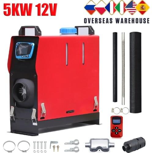 5kw 12V Car Diesel Air Heater Parking Heater Silencer For Trucks Motor-Homes Boats Bus With LCD key Switch Remote