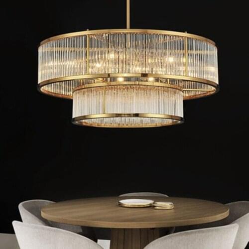 American Luxury Gold Retro E14 lChandelier RH Loft LED Pendant Chandelier Lustre Chandelier Lighting Drop Light For Living Room