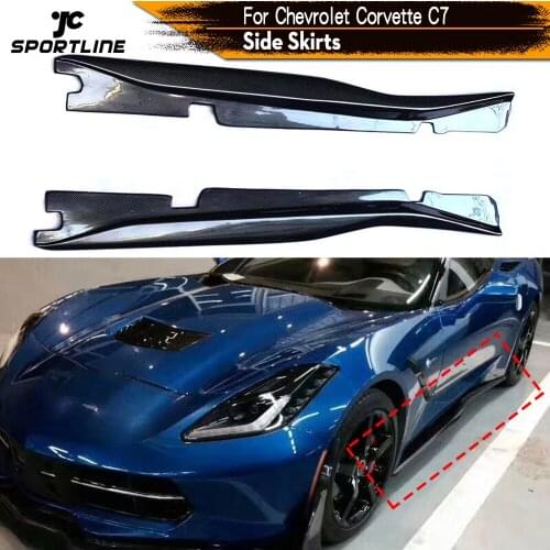 Auto Car Side Skirts Body Kit For Chevrolet Corvette C7 2013 - 2018 Car Door Bumper Lip Skirts Aprons Body Kits Carbon Fiber
