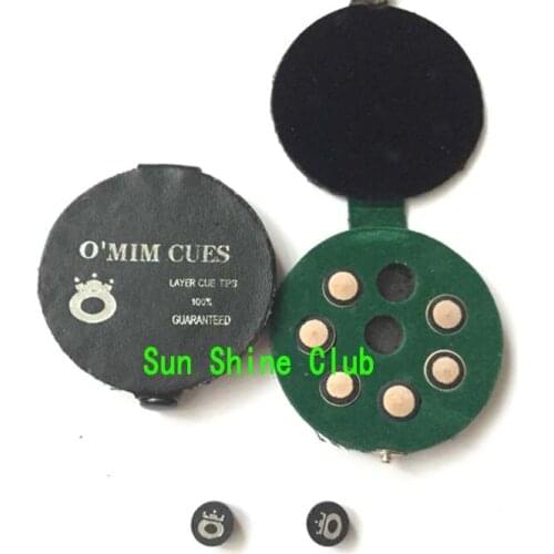 Free shipping 8pcs/lot 11mm Brown with Black Color Omin Snooker Cue Tips 100% Pigskin leather Snooker tips Snooker Accessories