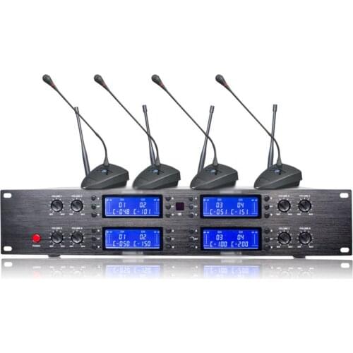 UR-8008 8 Channel Conference Wireless Desktop Table Microphone System for Meeting Noise Canceling Frequency Adjustable