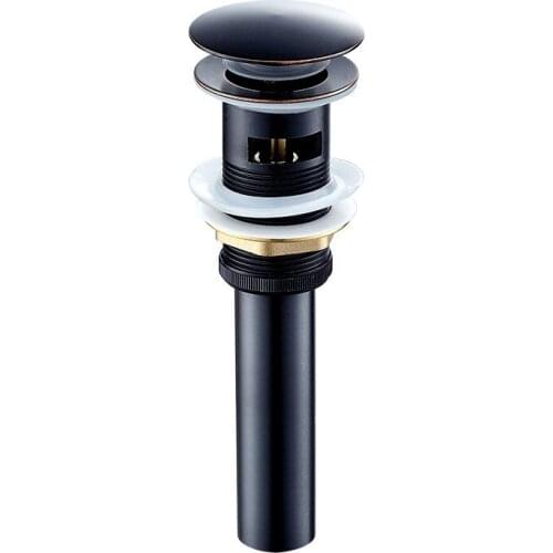 Black Brass Bathroom Basin Sink Drainer Push Down Pop-up Drain Overflow/Non-overflow