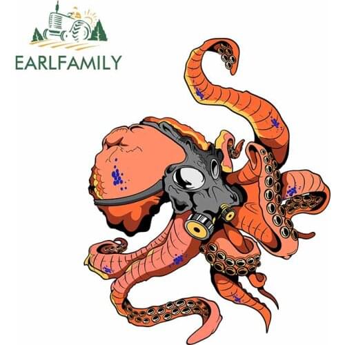 EARLFAMILY 13cm x 10.4cm for Kraken Orange Sea Monster Refrigerator Windows RV VAN Car Stickers Personality Scratch-Proof Decal