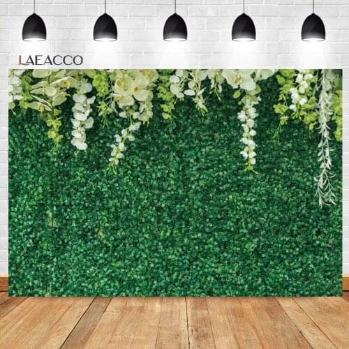 Laeacco Green Grass Leaves Wedding Scene Party Deco Photography Backgrounds Customized Photographic Backdrops For Photo Studio