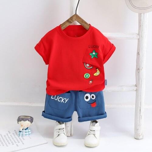New Baby Boy Clothing Set Cute Summer T-shirt Fruit Pattern Children Boys Shorts Suitable For Childrens Casual Daily Clothes