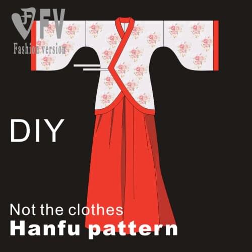 Hanfu pattern diy handmade womens blouse and skirt sewing design drawing 1:1 garment pattern BHF-005
