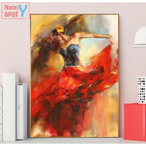 Spanish Flamenco Beauty Dancer Art Oil Canvas Painting Vintage Figure Posters And Prints Wall Art Picture Modern Hme Decoration