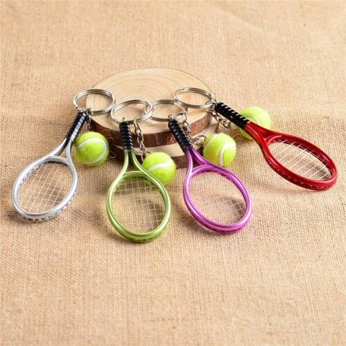 Korean Fashion Tennis Racket Keychain Cute Sport Mini Keychain Car Pendant Keyring Sports Key Chain Who Love Sports Gifts