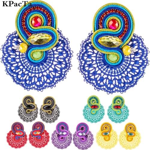 KPacTa Handmade Weaving Soutache Vintage Ethnic Lace little Earrings For Women Temperament Earring Banquet Bohemian Jewelry