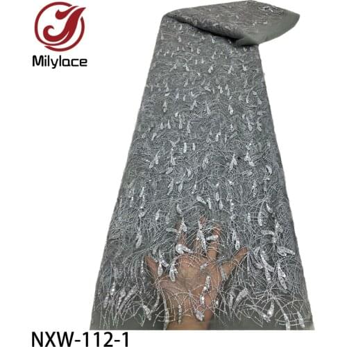 African Sequins Lace Fabric 2020 High Quality Lace Tulle French Lace Fabric Nigerian Mesh Lace for Dress NXW-112