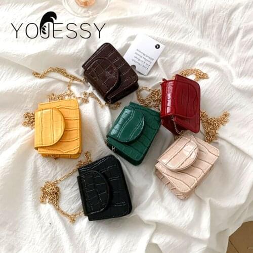 YOJESSY Mini Small Square Flap Bag Brand Fashion New PU Leather Womens Handbag Crocodile Pattern Chain Shoulder Messenger Bags