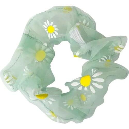 Miss FoUrSy Fashion Girls Fabric Floral Hair Tie Daisy Flower Mesh Hair Scrunchie Head Hoop Ring Headband for Women