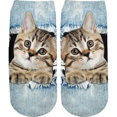 Cat fashion 3D Printed Cartoon cute short ankle socks for Men Women harajuku korean socks