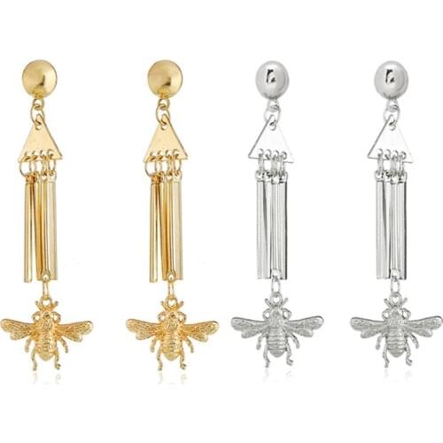 Fashion personality insect Pendant Earring Geometric elements Triangle long Tassels Metal alloy Eardrop Gift to woman Jewellery