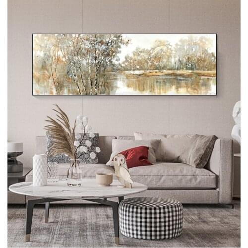 Trees and Lakes Pictures for Living Room No Frame Abstract Landscape Oil Painting Posters and Prints Wall Art Canvas Painting