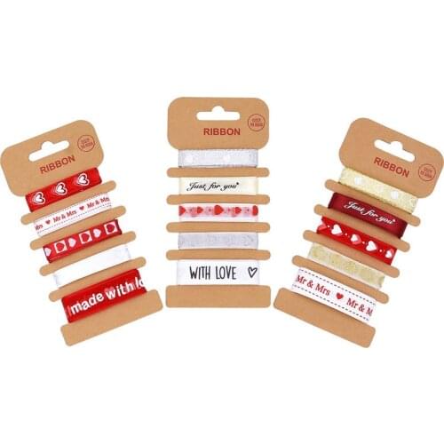 New Set 5 types assorted 1 meter printing ribbon tape diy christmas decoration bow making Valentines day gift wrapping ribbon