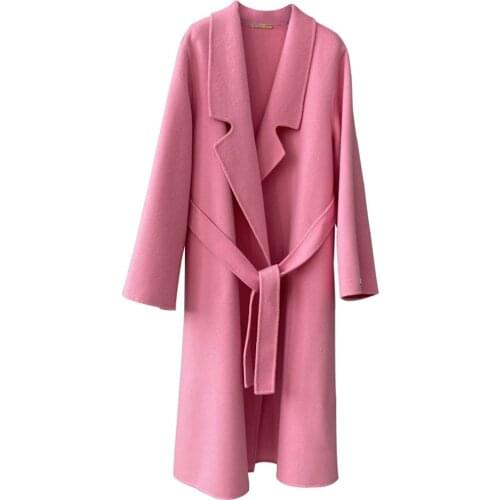 New 2021 Autumn Winter Womens Woolen Coats Button Large Size Female Long Coats Loose Ol Streetwear Trendy Belt Lady Overcoats