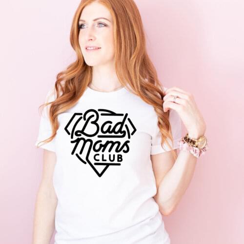 Bad Moms Club Funny Printed Women T Shirts Mom Life Graphic Tee Mothers Day Gift Cotton Oversized Tshirt Dropshipping Tops