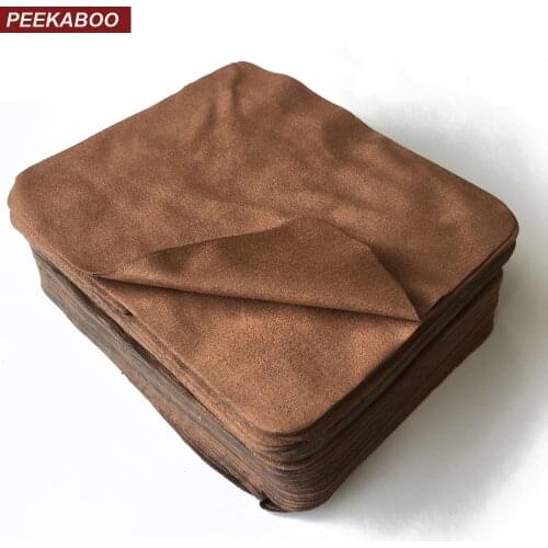 Peekaboo Logo customized microfiber cloths for cleaning glasses Brown Suede wipes microfiber cleaning cloth for phone screen