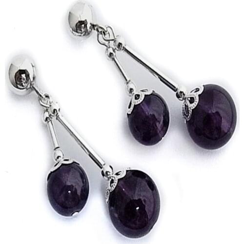 Earrings in sterling silver with double ball of super original amethyst natural stone perfect for elegant women