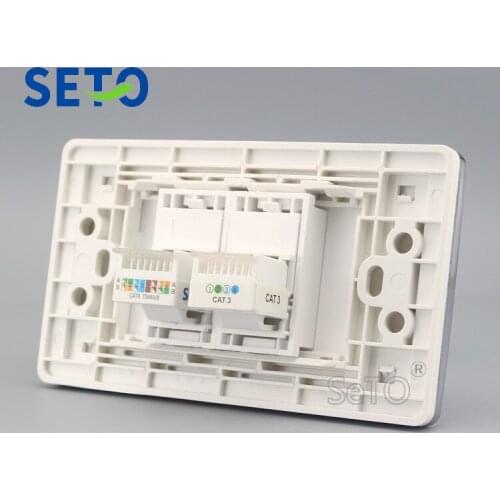 SeTo 120 Type Gigabit Cat6 Network + Cat3 Telephone Panel Wall Plate Socket Keystone Faceplate
