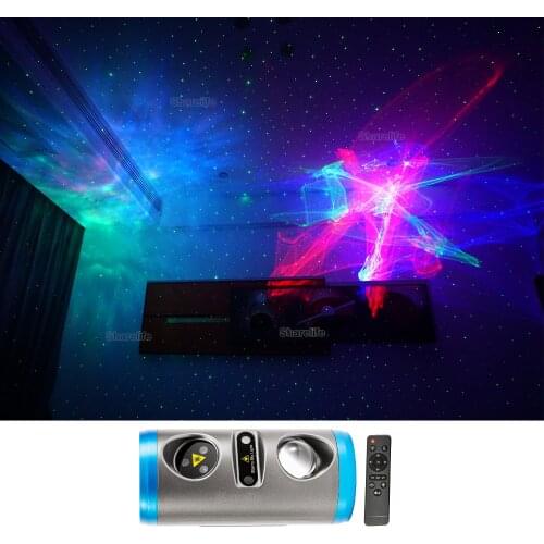 Sharelife Rechargeable RGB Hypnotic Aurora Green Star Laser Lights Mix RGB LED Starry Sky Remote DJ Party Home Stage Lighting