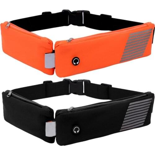 Outdoor Sports Waist Bag Unisex Anti-theft Double-Pocket Running Waist Pack Jogging Cycling Belt Pouch Adjustable Belt Bag