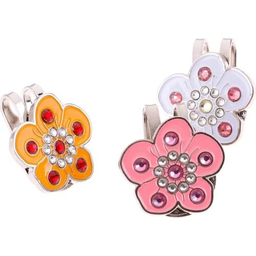 Golf Training Aids For Golf Fans Bling Diamond Flower Golf Markers Plus Magnetic Alloy Golf Cap Hat Clip Multi Colors