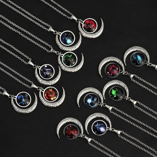 Glow In The Dark Necklace Moon Constellation Zodiac Charm Necklace Glowing Pendant Virgo Scorpio Gemini Leo Cancer Taurus